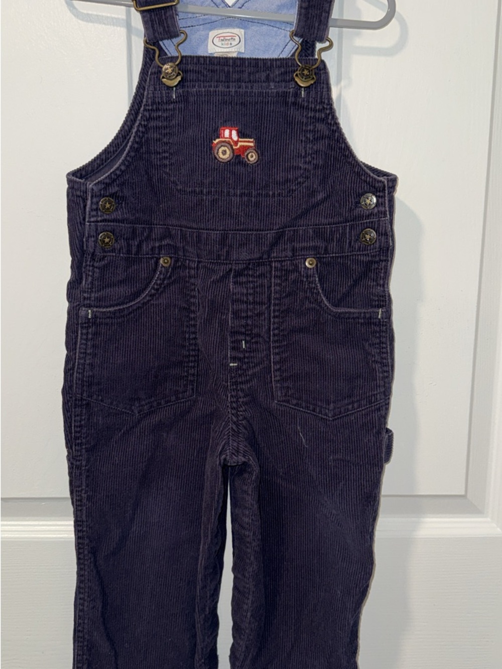Talbots Navy Blue Corduroy Overalls with Tractor Embroidery Size 24M/2